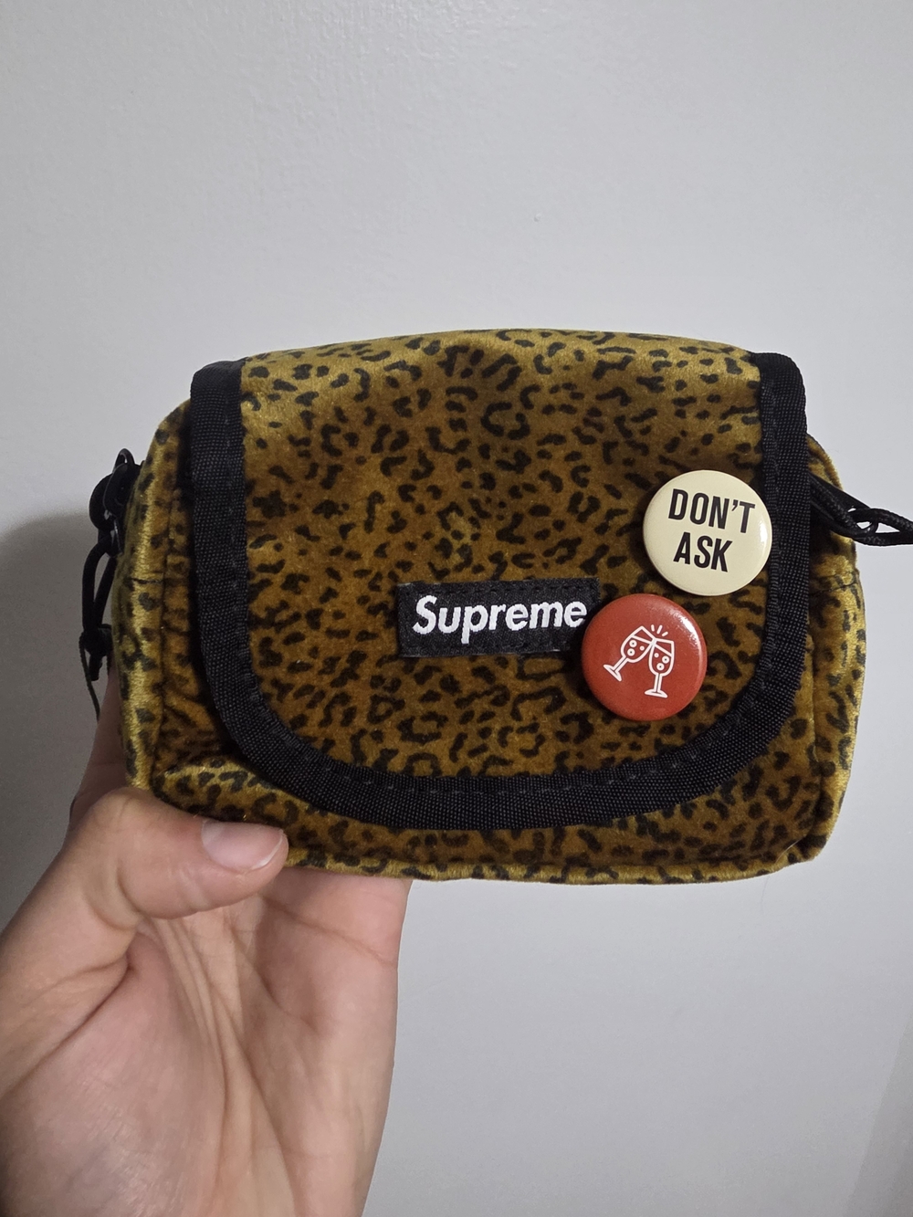 Supreme Leopard Velvet Shoulder Bag - Mustard